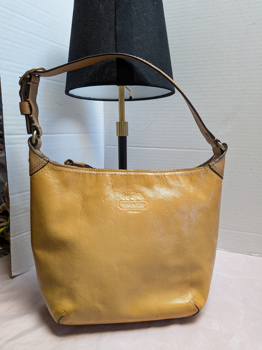 Coach Pebble Leather Shoulder Bag in Mustard
